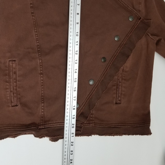 American Rag Brown Asymmetrical Convertible Front Drape Raw Edge Jacket, Medium - Picture 13 of 14